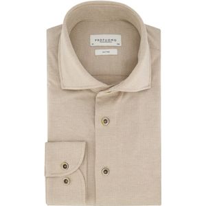 Profuomo, Overhemden, Heren, Beige, 2Xl, Katoen, Beige Business Overhemd met Geruit Dessin