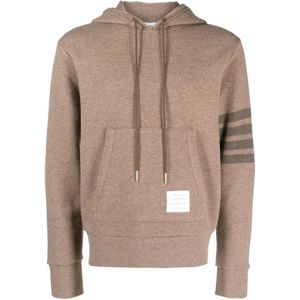 Thom Browne, Bruine Gestreepte Gebreide Hoodie Bruin, Heren, Maat:M