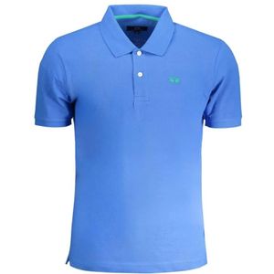 La Martina, Tops, Heren, Blauw, M, Katoen, Blauw Katoenen Poloshirt met Borduursel