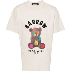 Barrow, Tops, Heren, Beige, XS, Katoen, Beige Logo Print T-shirt