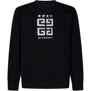 Givenchy, Sweatshirts & Hoodies, Heren, Zwart, S, Katoen, Zwart 4G Stars Sweatshirt