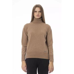 Baldinini, Truien, Dames, Beige, S, Wol, Trendy Beige Wol Turtleneck Sweater