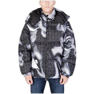 Armani Exchange, Jassen, Heren, Veelkleurig, S, Polyester, Gedrukte hoodie jas, heren herfst/winter