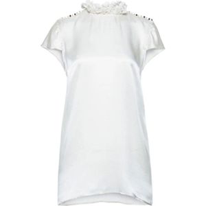 Manila Grace, Blouses & Shirts, Dames, Wit, S, Elegante Logo Print Blouse