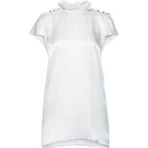 Manila Grace, Logo Print Top Wit, Dames, Maat:S