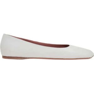 Amina Muaddi, Witte Ballerina met vierkante neus Wit, Dames, Maat:37 1/2 EU