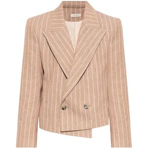 The Mannei, Misos linnen blazer Bruin, Dames, Maat:S