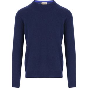 Woolrich, Truien, Heren, Blauw, L, Wol, Blauwe Wol Pullover Crew Neck Sweater