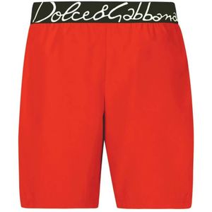 Dolce & Gabbana, Badkleding, Heren, Rood, S, Polyester, Rode Sea Kleding met Logo en Pouch