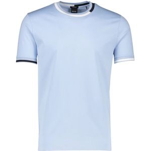 Hugo Boss, Tops, Heren, Blauw, L, Katoen, Lichtblauw Katoenen T-shirt Ronde Hals
