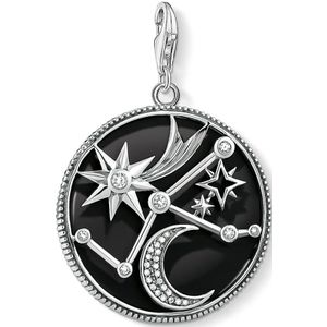 Thomas Sabo, Astro Coin Charm Hanger Onyx Zirkonia Zwart, Dames, Maat:ONE Size