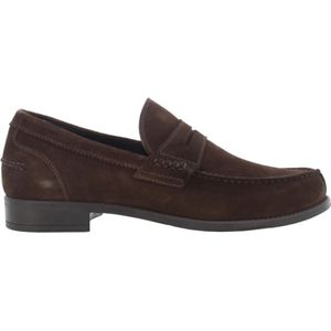 Antica Cuoieria, M18 Loafers van Nubuck Leer Bruin, Heren, Maat:45 EU