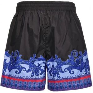 Versace, Korte broeken, Heren, Veelkleurig, XL, Gedrukte Elastische Taille Regular Fit Shorts