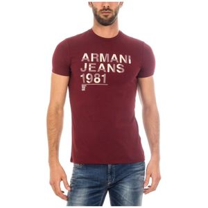 Armani Jeans, Tops, Heren, Rood, M, Katoen, Casual Sweatshirt Tee