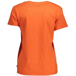 Levi's, Tops, Dames, Oranje, L, Katoen, Oranje Katoenen Tops T-Shirt, Korte Mouw, Logo Print