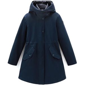 Woolrich, Dames Lange Militair Groene 3-in-1 Parka Blauw, Heren, Maat:M