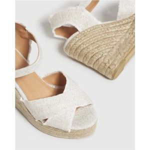 Castañer, Schoenen, Dames, Geel, 36 EU, Linnen, Bromelia/8ED/032 Oro Blanco Sleehak Espadrilles