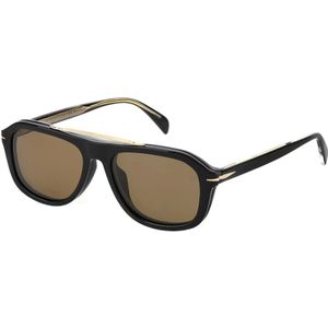 Eyewear by David Beckham, Zwarte/Bruine Clip-On zonnebril Veelkleurig, Heren, Maat:54 MM