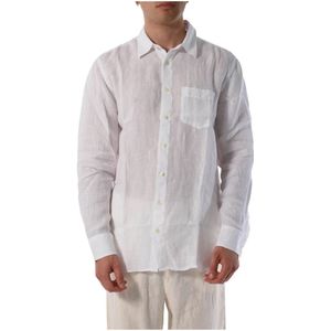 120% Lino, Overhemden, Heren, Wit, XL, Linnen, Casual Linnen Overhemd met knoopsluiting
