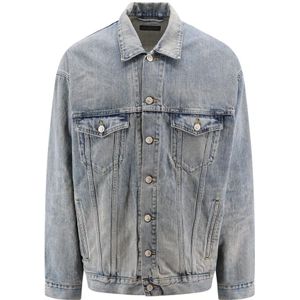 Balenciaga, Jassen, Heren, Blauw, S, Denim, Denim Oversize Logo Jack