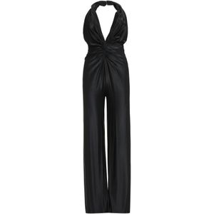 Costarellos, Jumpsuits & Playsuits, Dames, Zwart, S, Polyester, Gebundelde Open Rug Jumpsuit