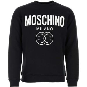 Moschino, Sweatshirts & Hoodies, Heren, Zwart, M, Katoen, Zwarte Smiley Sweatshirt