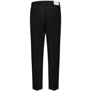 Michael Coal, Broeken, Heren, Zwart, W35, Wol, Zwarte Slim Fit Wollen Broek