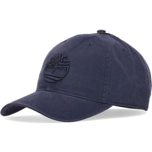 Timberland, Canvas Peacoat Baseball Cap Blauw, Heren, Maat:ONE Size