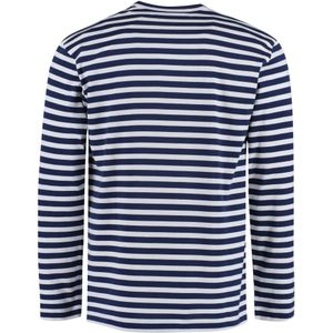 Comme des Garçons Play, Tops, Heren, Blauw, L, Katoen, Gestreept katoenen t-shirt met logopatch