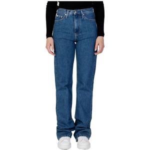 Calvin Klein Jeans, Jeans, Dames, Blauw, W32 L32, Katoen, Blauwe Katoenen Rits Jeans Vrouwen Herfst/Winter