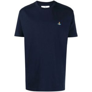 Vivienne Westwood, Tops, Heren, Blauw, S, Katoen, Blauwe T-shirts en Polos met Orb Logo