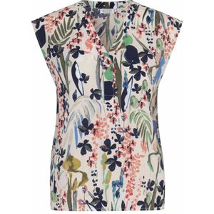 Masai, Tops, Dames, Veelkleurig, XS, Mouwloze Top met V-Hals en Schilderachtige Print