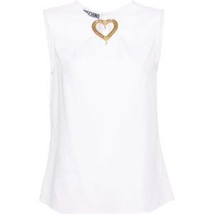 Moschino, Mouwloze Top Wit, Dames, Maat:S