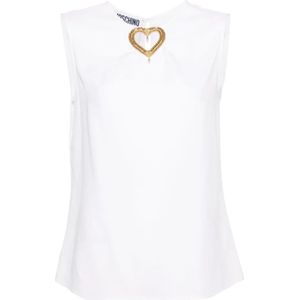 Moschino, Tops, Dames, Wit, S, Mouwloze Top
