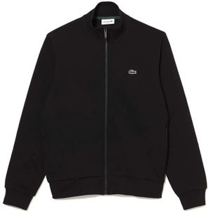 Lacoste, Sweatshirts & Hoodies, Heren, Zwart, XL, Katoen, Biologisch katoenen trui met hoge kraag en ritszakken