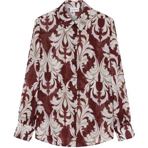 Marella, Blouses & Shirts, Dames, Veelkleurig, M, Bordeaux Nuance Overhemd Elegant Verfijnd