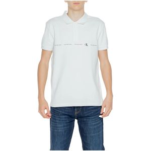 Calvin Klein Jeans, Tops, Heren, Wit, L, Katoen, Korte Mouw Polo Shirt Lente/Zomer Collectie