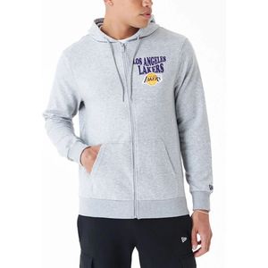 New Era, NBA Lakers Full Zip Hoodie Grijs, Heren, Maat:XL