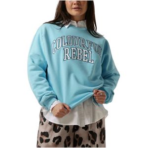 Colourful Rebel, Sweatshirts & Hoodies, Dames, Blauw, 2Xl, Dames Sweater Patch Dropped Sweat
