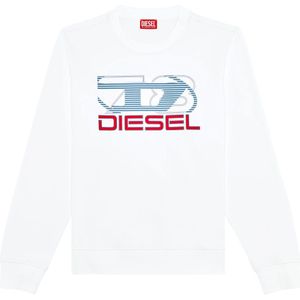 Diesel, Sweatshirts & Hoodies, Heren, Wit, 2Xs, Katoen, Sweatshirt with logo print