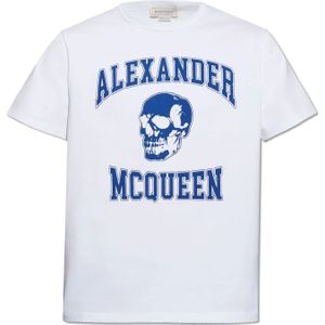 Alexander McQueen, Tops, Heren, Wit, L, Katoen, T-shirt met logo