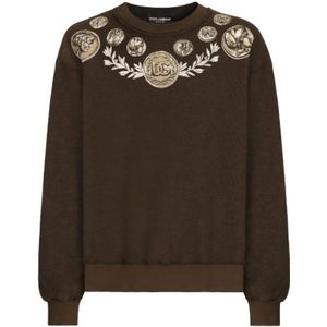 Dolce & Gabbana, Truien, Heren, Bruin, XL, Katoen, Sweatshirts & Hoodies