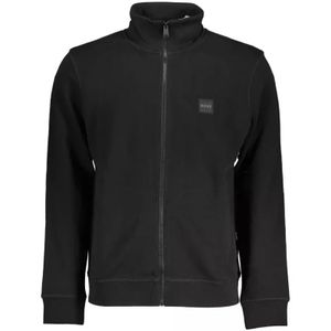 Hugo Boss, Sweatshirts & Hoodies, Heren, Zwart, S, Katoen, Zwarte katoenen trui met logo