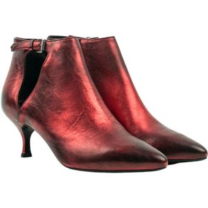 Strategia, Schoenen, Dames, Rood, 40 EU, Leer, Metallic Burgundy Heeled Boots