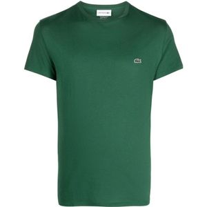 Lacoste, Tops, Heren, Groen, 2Xl, Katoen, Logo-Patch Katoenen T-Shirt
