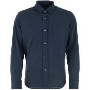 Tom Ford, Overhemden, Heren, Blauw, M, Zijden Blauw Shirt