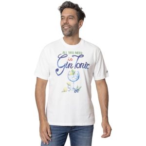 MC2 Saint Barth, Tops, Heren, Wit, L, Katoen, Gin Tonic Illustration T-shirt