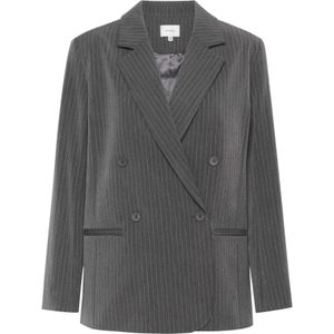 Gestuz, Jassen, Dames, Grijs, S, Polyester, Grijze Pinstripe Oversized Blazer