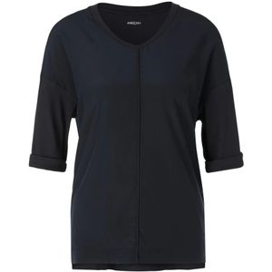 Marc Cain, Blouse Shirt met Ontspannen Silhouet in Materiaal Mix Blauw, Dames, Maat:S