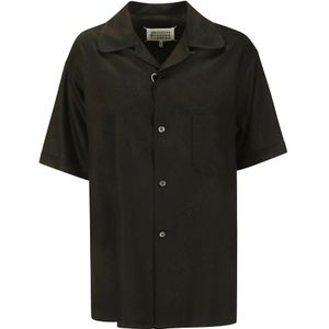 Maison Margiela, Overhemden, Heren, Zwart, M, Korte Mouw Overhemd